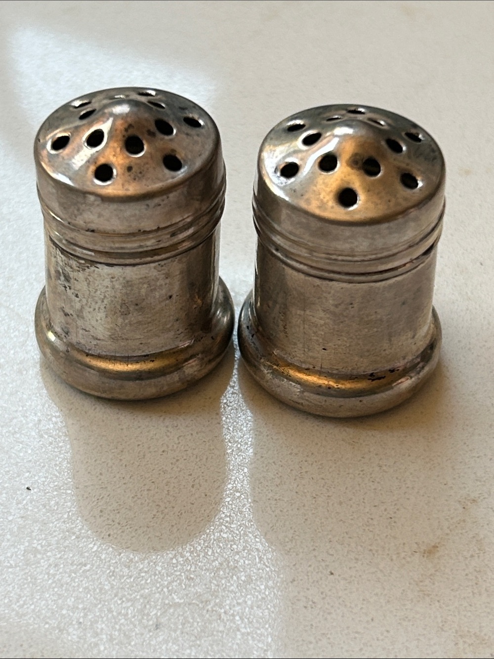 Vintage sterling mini salt pepper set of 2